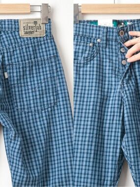 Vintage Levi’s Gingham Button Fly Silver Tab Blue Jeans, Women’s